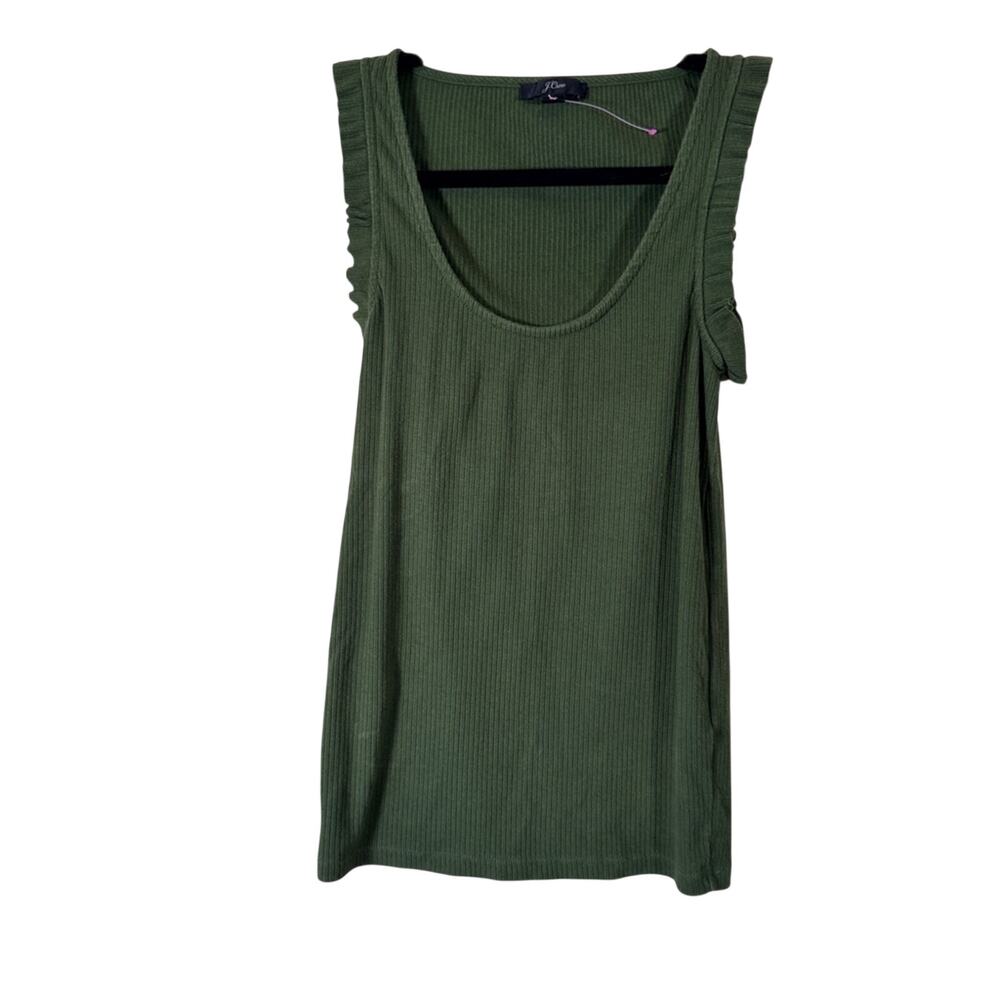 J Crew Green Ruffled Sleeveless Blouse Womens XS Fall Casual Closet Staple Top